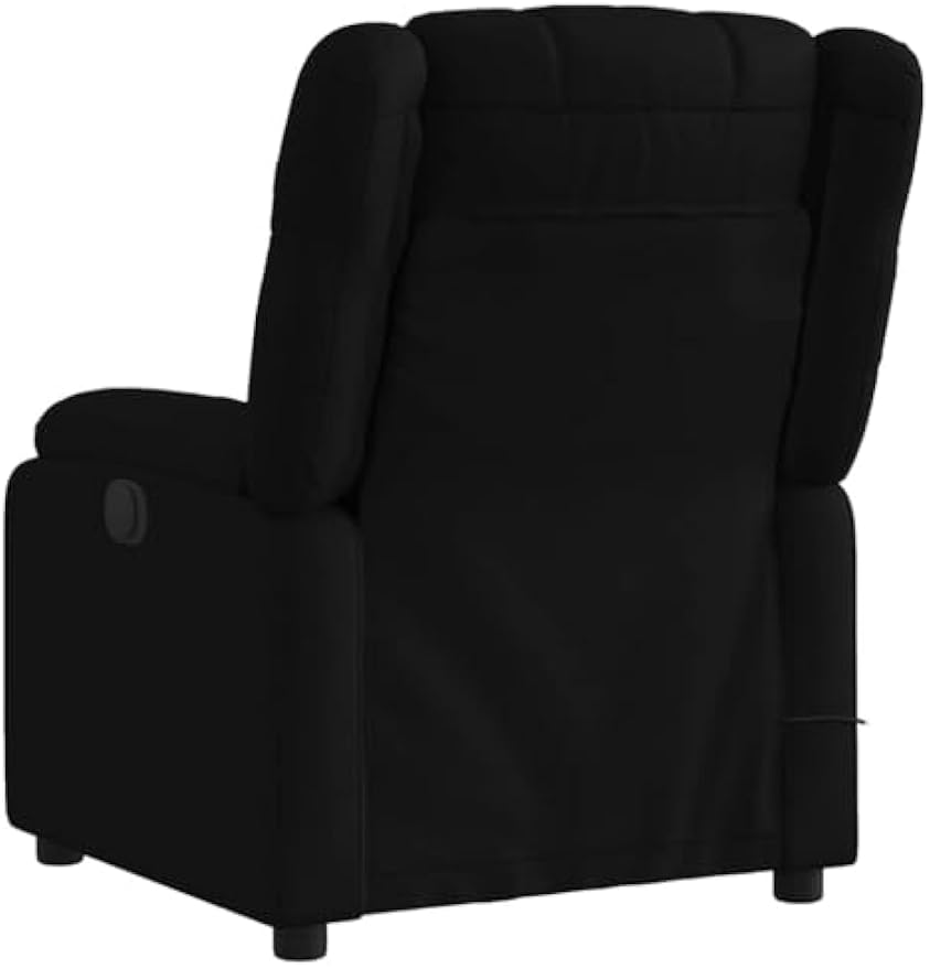 vidaXL Black Fabric Massage Recliner Chair | Adjustable Multi Position Backrest Plush Padded Seat with USB Function Modern Indoor Seating for Living Room and Bedroom Reclining Office TV Sofa