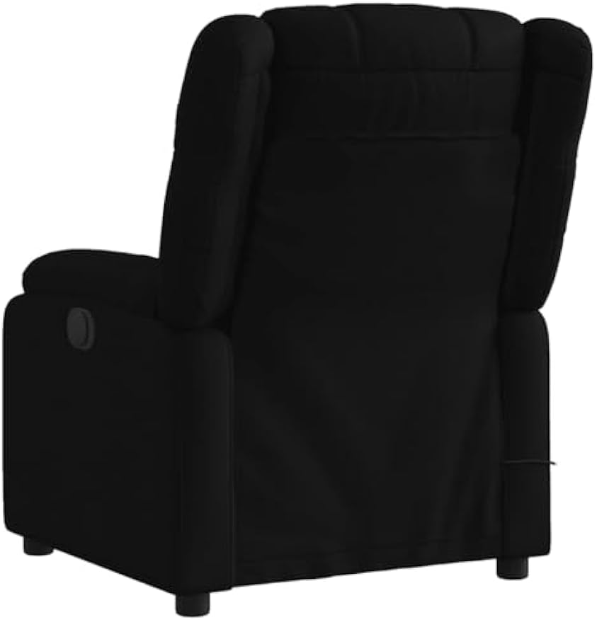 vidaXL Black Massage Recliner Chair Adjustable Vibration Seating Modern Fabric Living Room Bedroom Sofa Reclining Armchair Comfort TV Single