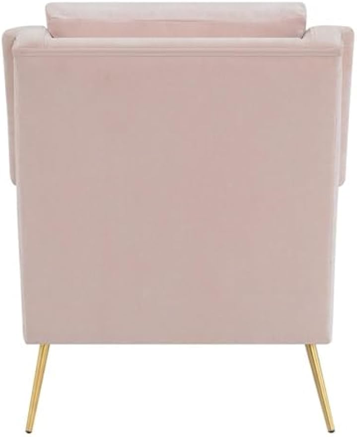 BOWERY HILL Living Room Wood Fabric Upholstered Accent Chair in Blush Pink