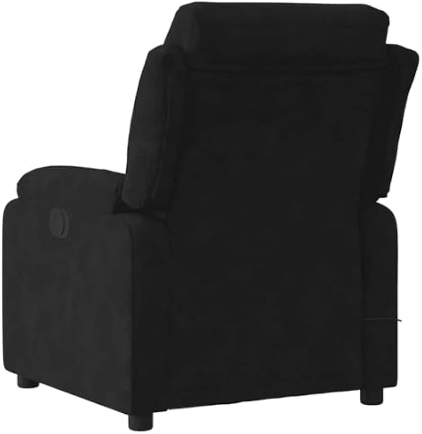 vidaXL Black Velvet Massage Recliner Chair with Adjustable Recline and 6 Point Function for Living Room Home Theater Relaxation Reclining TV Comfort Armchair