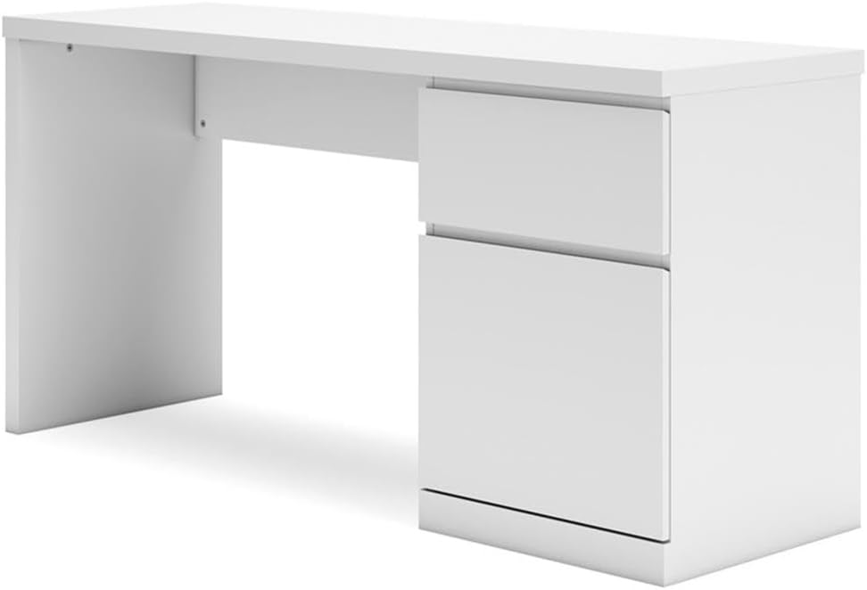 BOWERY HILL Contemporary White 60" Engineered Wood Home Office Desk