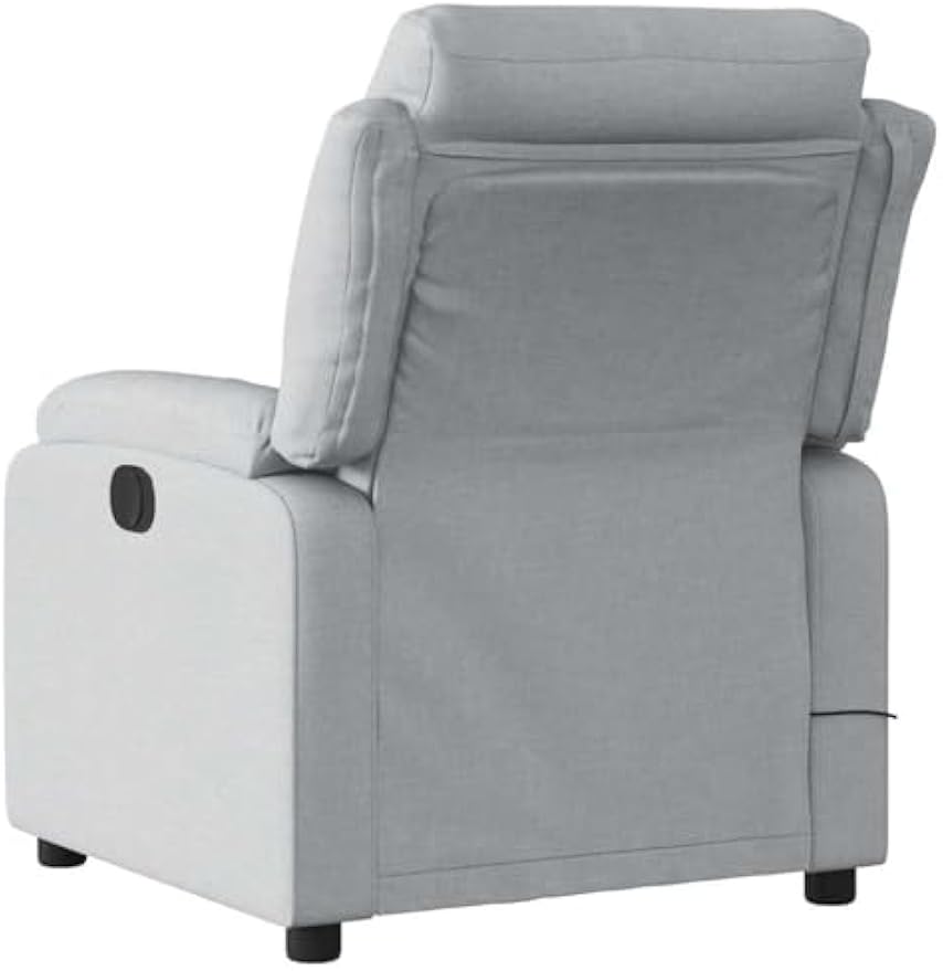 vidaXL Light Gray Fabric Massage Recliner Chair with Side Pocket and Manual Adjustability for Living Room Comfort