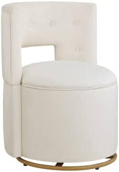 SZLIZCCC 360° Swivel Chair, Modern Velvet Living Room Chair/Accent Chair with Storage, Gold Metal Legs, for Living Room Bedroom (Beige)