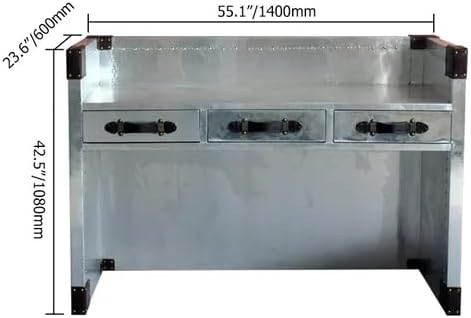 Aluminum Aviator Writing Desk Industrial Modern Home Office Table with Drawers Mid Century Decorative Furniture