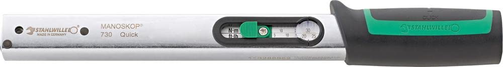 Stahlwille 730 Torque Wrench, Size 2, 4-20Nm, 9x12mm Insert, 179mm Long, with Tool Carrier for Insert Tools, 50180002