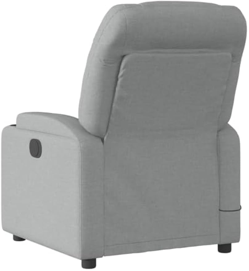 vidaXL Light Grey Fabric Massage Recliner Chair with Adjustable Armrests, Built-in Functionality Perfect for Living Rooms and TV Watching