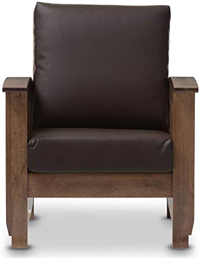 Baxton Studio Charlotte Faux Leather Chair, Dark Brown and Walnut Brown
