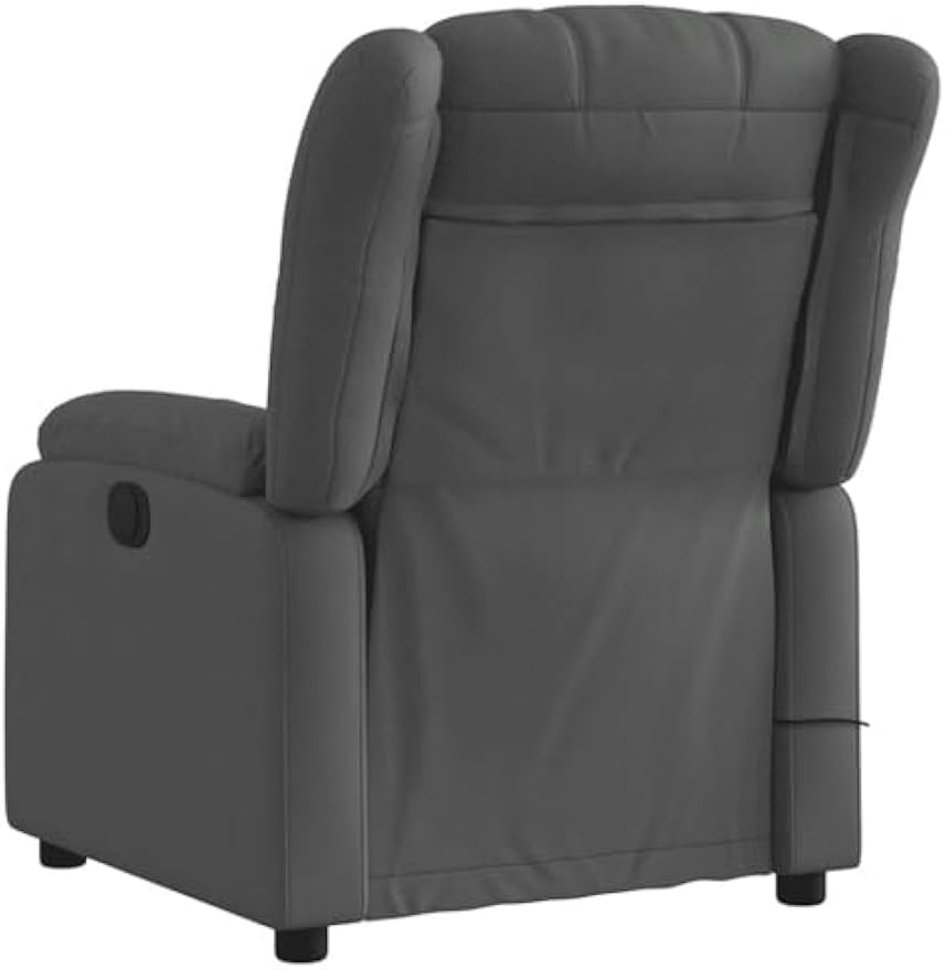 vidaXL Dark Gray Fabric Massage Recliner Chair - Manual Lounge Seating with Vibration Massage, Adjustable Footrest for Living Room or Bedroom Comfort