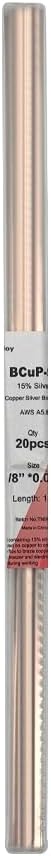 Silver Brazing Rod 15% BCuP-5 20 Flat Bar Silver Phos Copper Sticks JAgP-15 Silver HVAC Soldering Rods 0.050"x1/8"x14" for Air-conditioners, Refrigerators and Freezers Copper