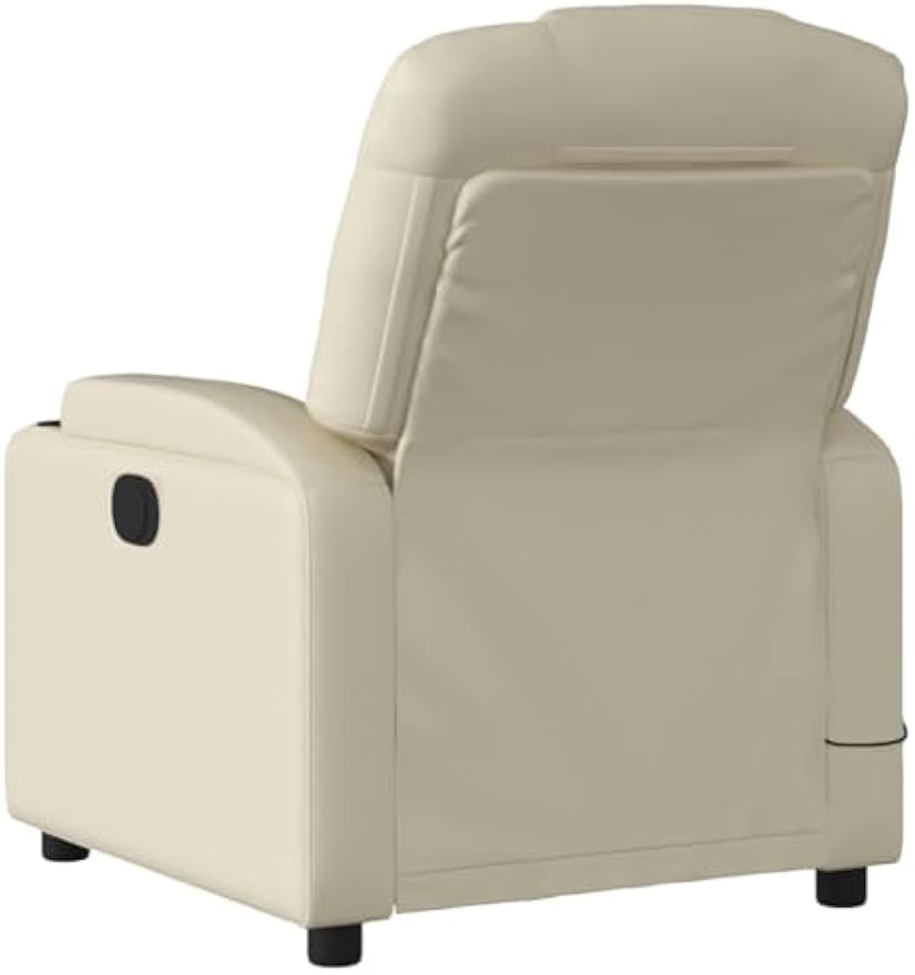 vidaXL Cream Faux Leather Massage Recliner Chair - Manual Recline, Vibration Massage, Convenient Cup Holders, Durable & Comfortable - Ideal for Living Room, Home Office, Lounge
