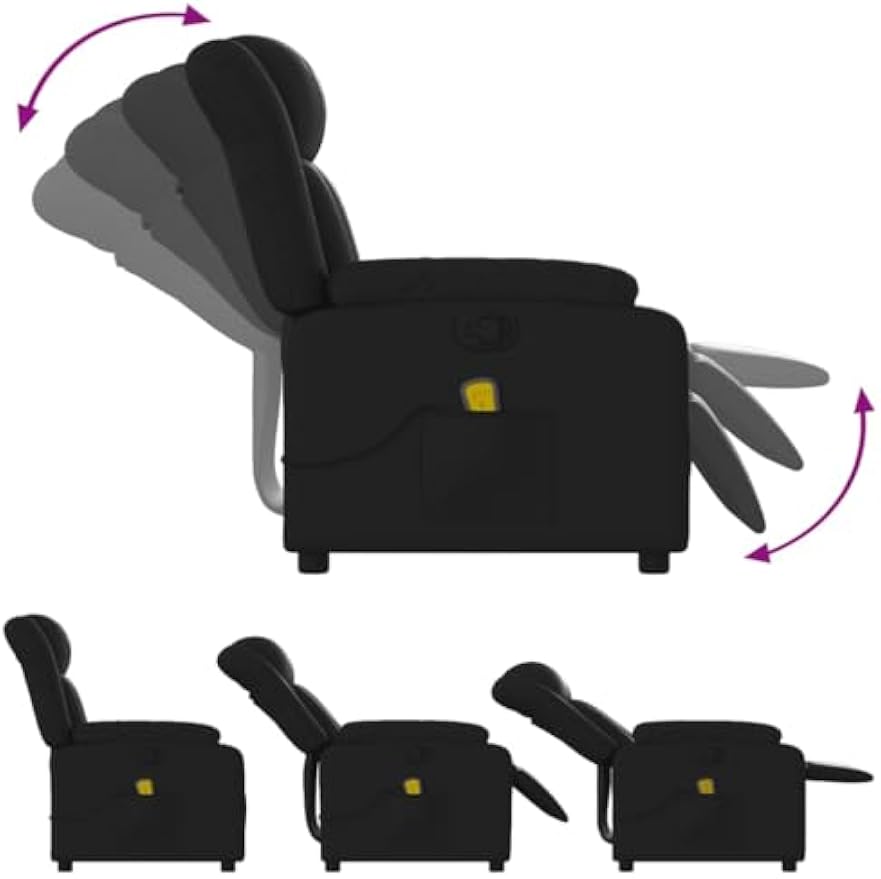 vidaXL Massage Recliner Chair Black Faux Leather