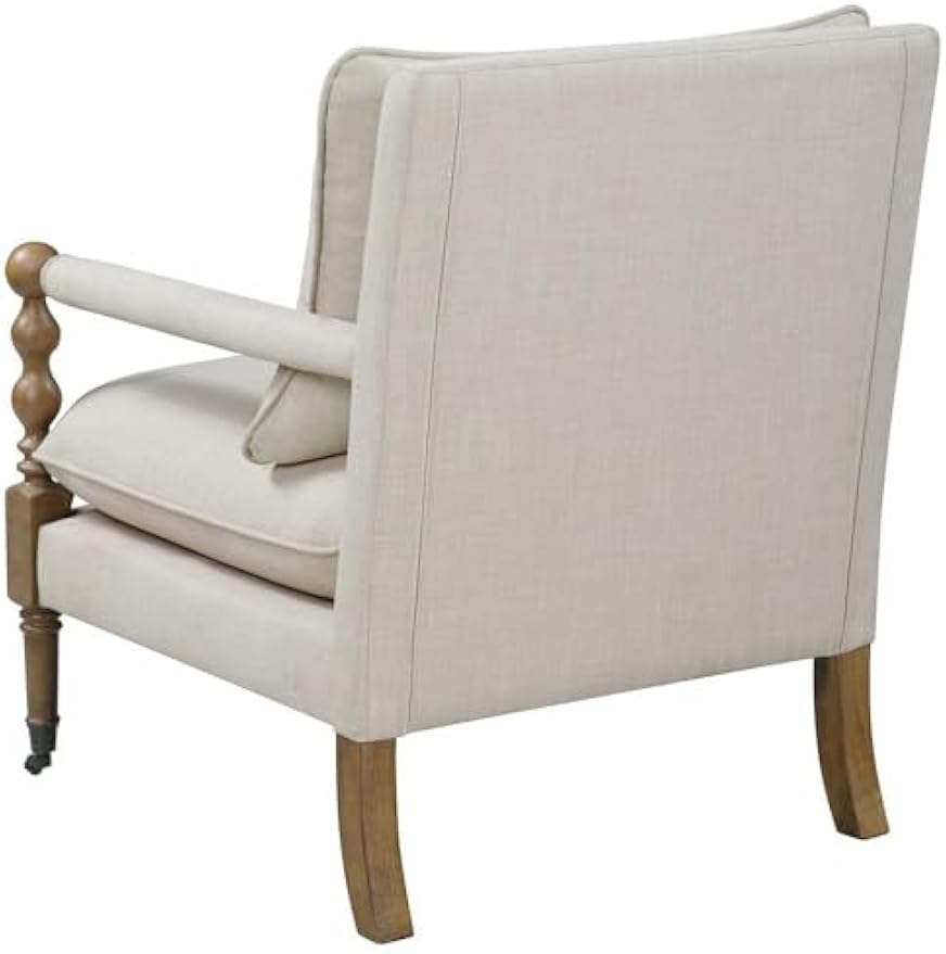 Beige Upholstered Accent Chair with Casters, Perfect Armchair for Living Room, Small Living Room Chair, Stylish and Comfortable Arm Chairs