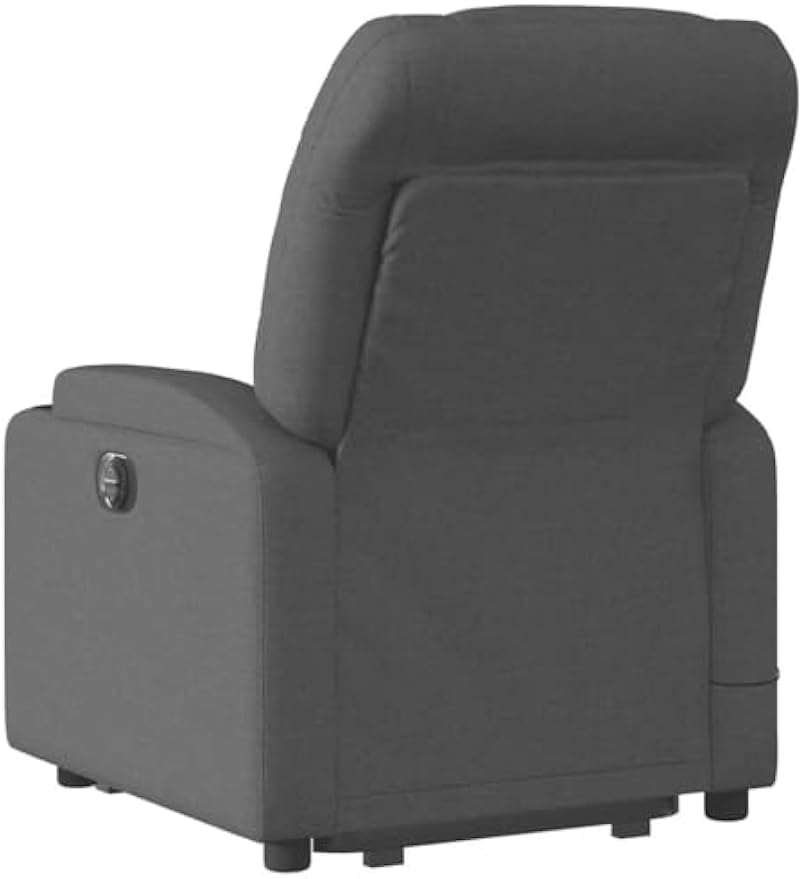 vidaXL Power Lift Massage Recliner Chair-Manual Recliner with Cup Holder/Armchair for Elderly-Dark Gray Fabric-Relaxing Lounge Armchair for Living Room, 3206043