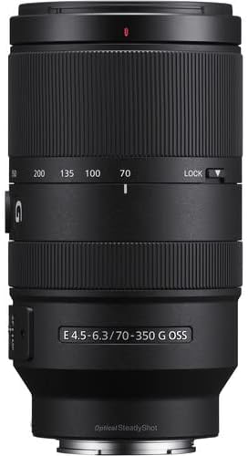 Sony E 70-350mm f/4.5-6.3 G OSS Lens SEL70350G, 64GB Memory Card, Filter Kit, Backpack, Card Reader, Flex Tripod, Memory Card Wallet, Cap Keeper, Cleaning Kit, Hand Strap