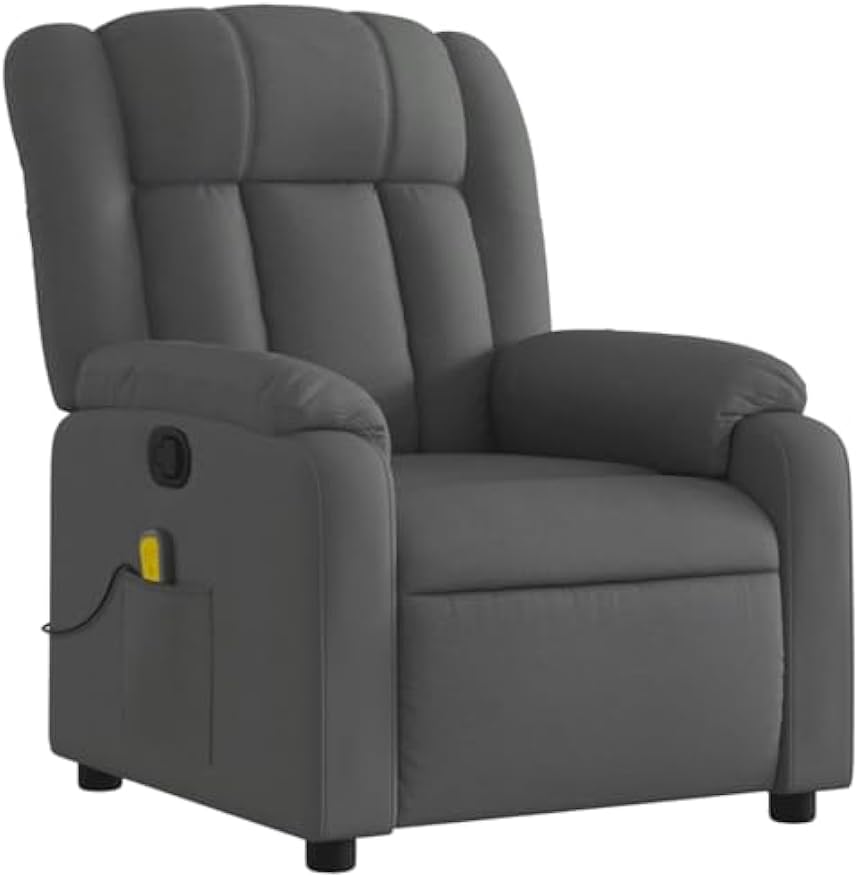vidaXL Dark Gray Fabric Massage Recliner Chair - Manual Lounge Seating with Vibration Massage, Adjustable Footrest for Living Room or Bedroom Comfort