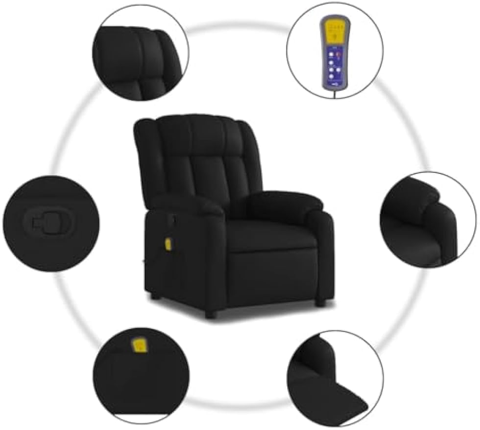 vidaXL Massage Recliner Chair Black Faux Leather