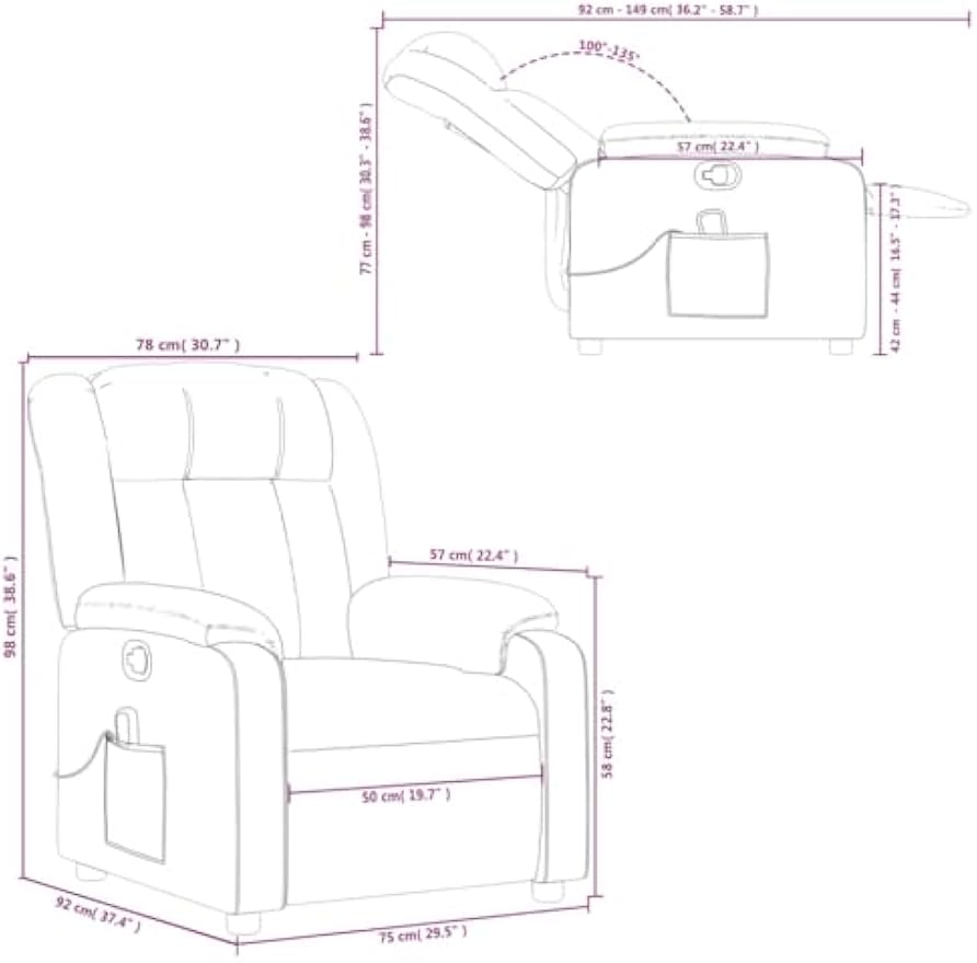 vidaXL Modern Gray Massage Recliner Chair Faux Leather Ergonomic Vibration Reclining Armchair Adjustable for Living Room Bedroom Single Sofa Office Push
