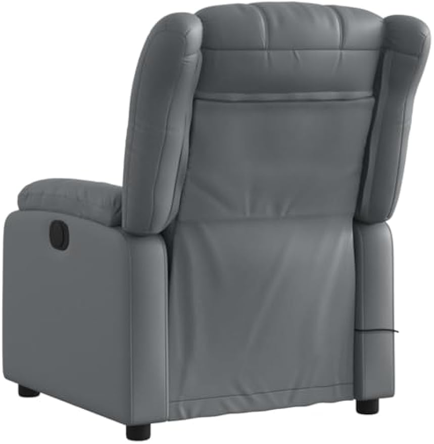 vidaXL Modern Gray Massage Recliner Chair Faux Leather Ergonomic Vibration Reclining Armchair Adjustable for Living Room Bedroom Single Sofa Office Push