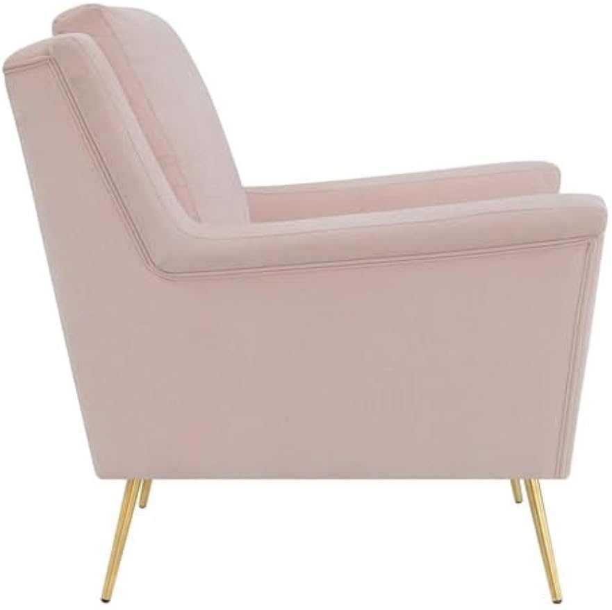 BOWERY HILL Living Room Wood Fabric Upholstered Accent Chair in Blush Pink