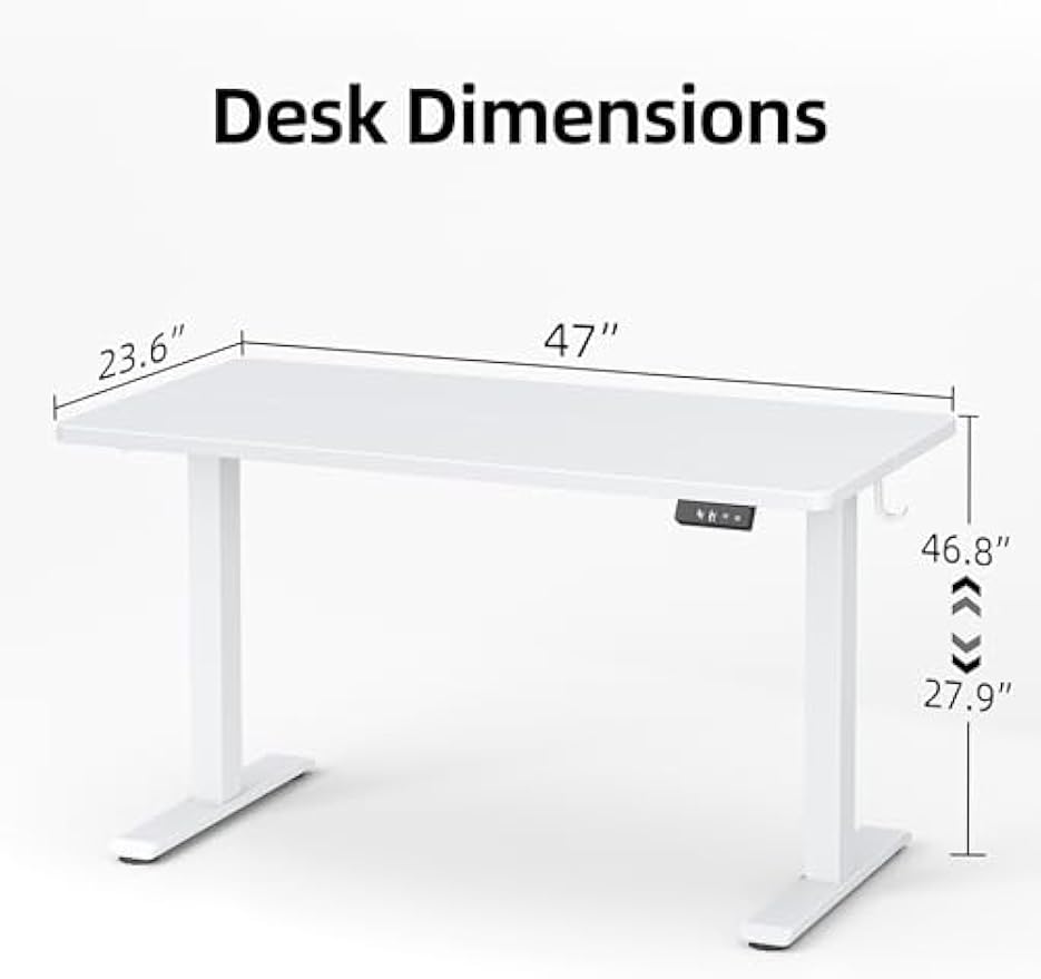 TIQLAB Electric Standing Desk, Adjustable Height Stand up Desk, 55 * 24 Inches Sit Stand Home Office Table with Splice Board, White
