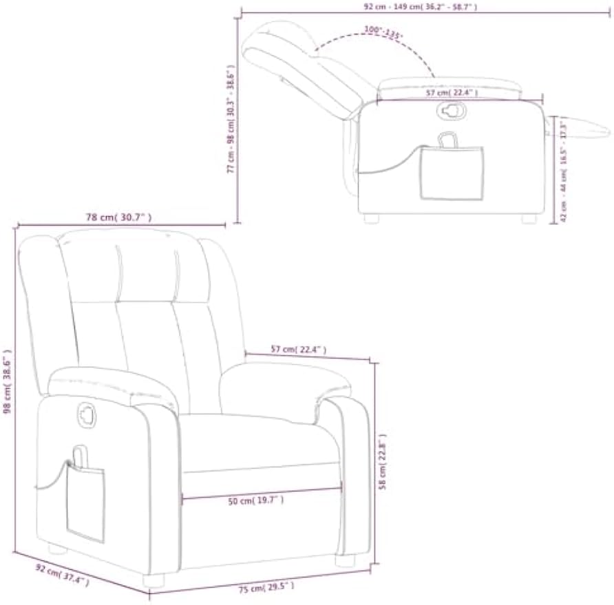 vidaXL Dark Gray Fabric Massage Recliner Chair - Manual Lounge Seating with Vibration Massage, Adjustable Footrest for Living Room or Bedroom Comfort