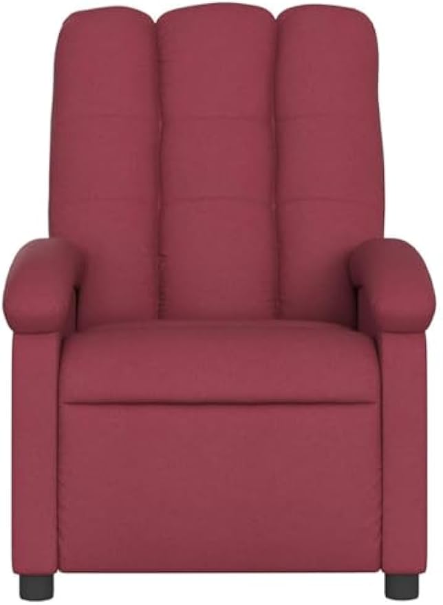 vidaXL Massage Recliner Chair - Wine Red Fabric Adjustable Armchair, 6-Point Vibrating Massage, Side Pocket, Manual Recline up to 135° for Living Room or Lounge