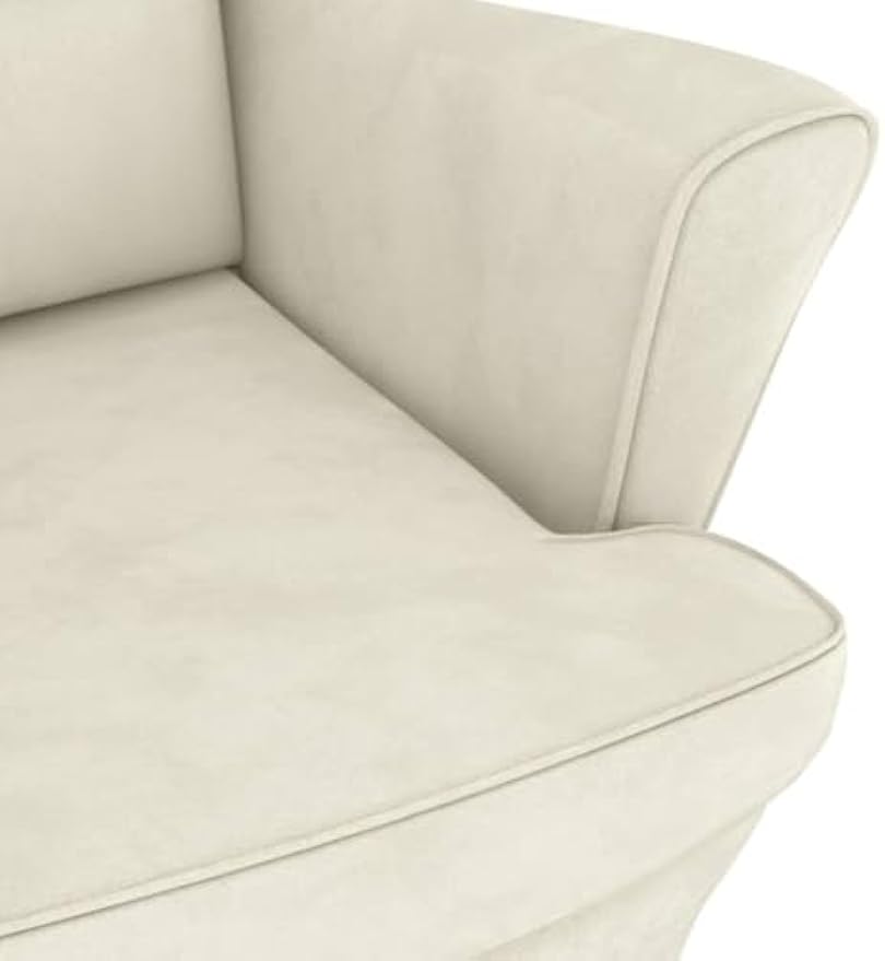 vidaXL Rocking Chair with Solid Wood Rubber Legs, Accent Rocker Sofa Armchair, Wingback Chair for Living Room Bedroom, Cream Velvet