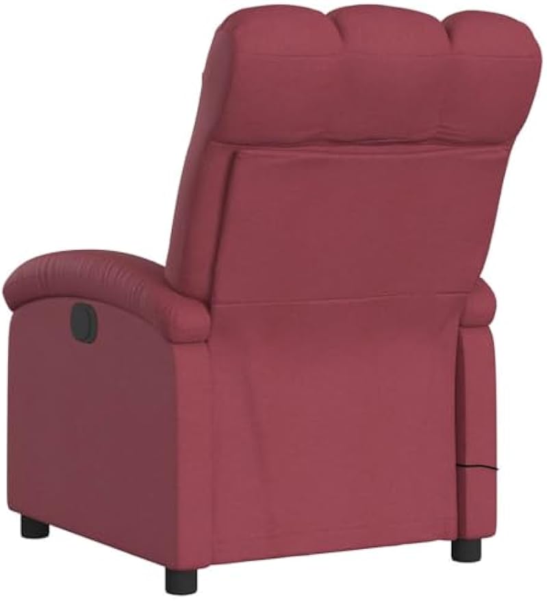 vidaXL Massage Recliner Chair - Wine Red Fabric Adjustable Armchair, 6-Point Vibrating Massage, Side Pocket, Manual Recline up to 135° for Living Room or Lounge