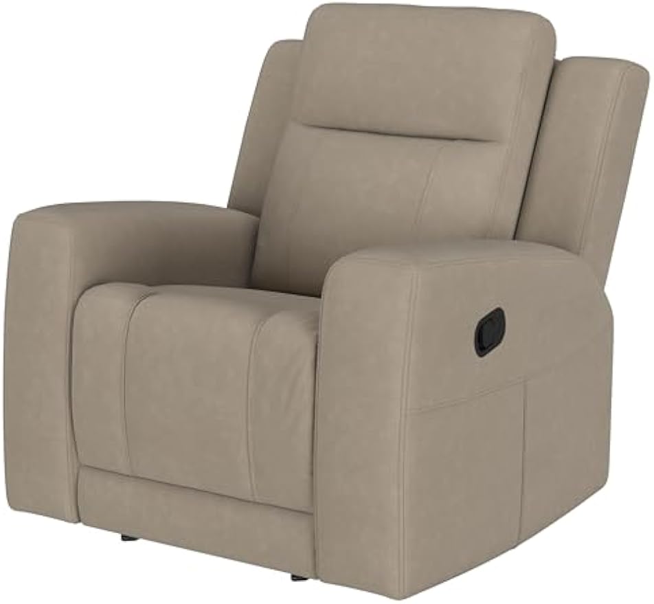 Coaster Home Furnishings - Brentwood - Leatherette Upholstered Rocker Recliner Chair with Manual Recline Lever, Track Arms and Attached Cushions - Living Room - 37-Inch - Taupe - 610283