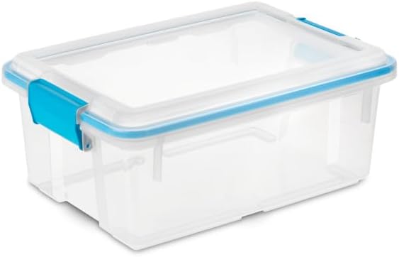 Sterilite 12-Pack Gasket Box, Weather-Resistant Storage Bins with Latching Lids, 54 Quart - Heavy-Duty Organizing Containers for Closet, Bathroom, and Office