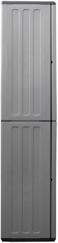 vidaXL Compact Garden Storage Cabinet, Polypropylene Outdoor Tool Organizer, Gray and Black, with Adjustable Shelves and Steel Hinges