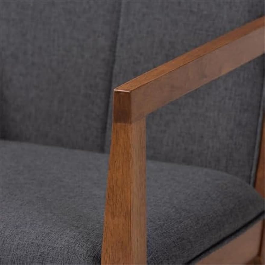 Baxton Studio Theresa Mid-Century Modern Dark Grey Fabric Upholstered and Walnut Brown Finished Wood Living Room Accent Chair (Set of 2)