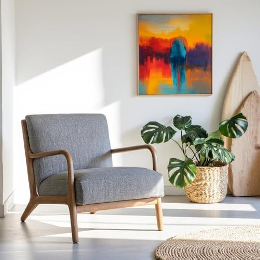Blue Accent Chair with Rubber Solid Wood Frame, Stylish and Comfortable Armchair for Living Room, Bedroom, or Lounge Area