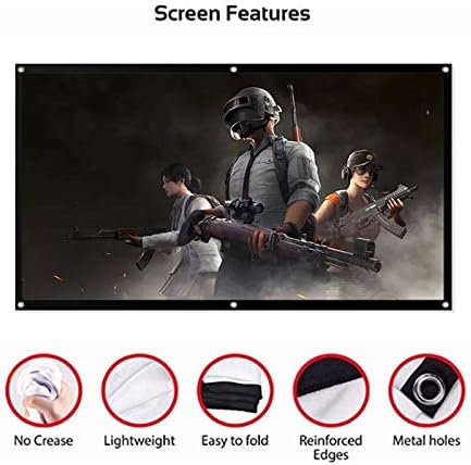 2020 New Projector Simple Curtain Anti-Light Screen 60/72/ 84/100 /120 Home Outdoor Office Portable 4:3 Projector Screen(60 inch)