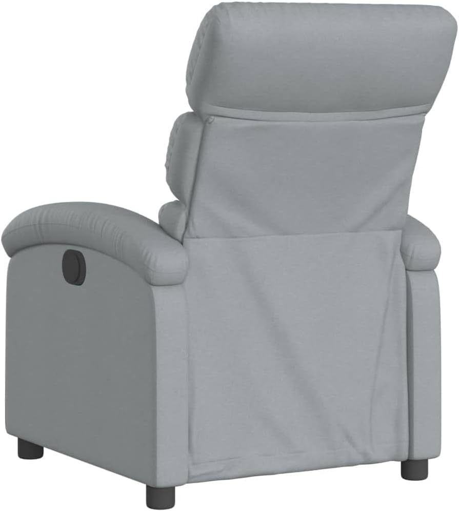 vidaXL Light Gray Manual Recliner Chair - Adjustable Fabric Lounger with Side Pocket and Cozy Foam Padding for Living Room, Study