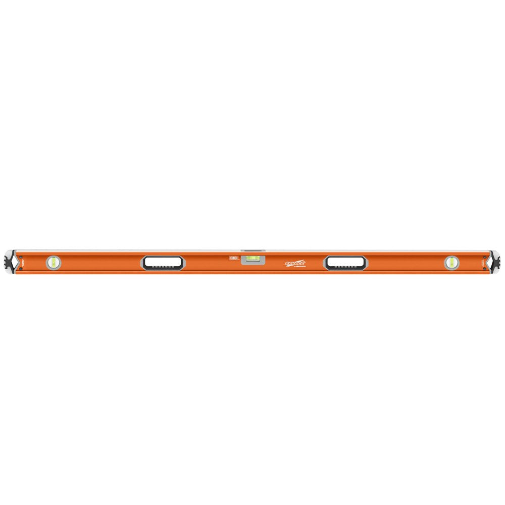 Swanson Tool Co SVB78M 78 inch Savage Magnetic Anodized Aluminum Box Beam Level with Gelshock End Caps and 3 Bubble Vials for 0°/90°/45° Measurements—Contractor Series