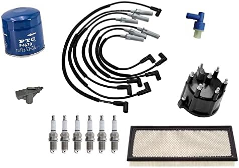 Spark Plug Ignition Wires Distributor Cap Rotor SKP Plugs 1997 1998 1999 2000 2001 2002 2003 for Dodge Dakota 3.9L V6