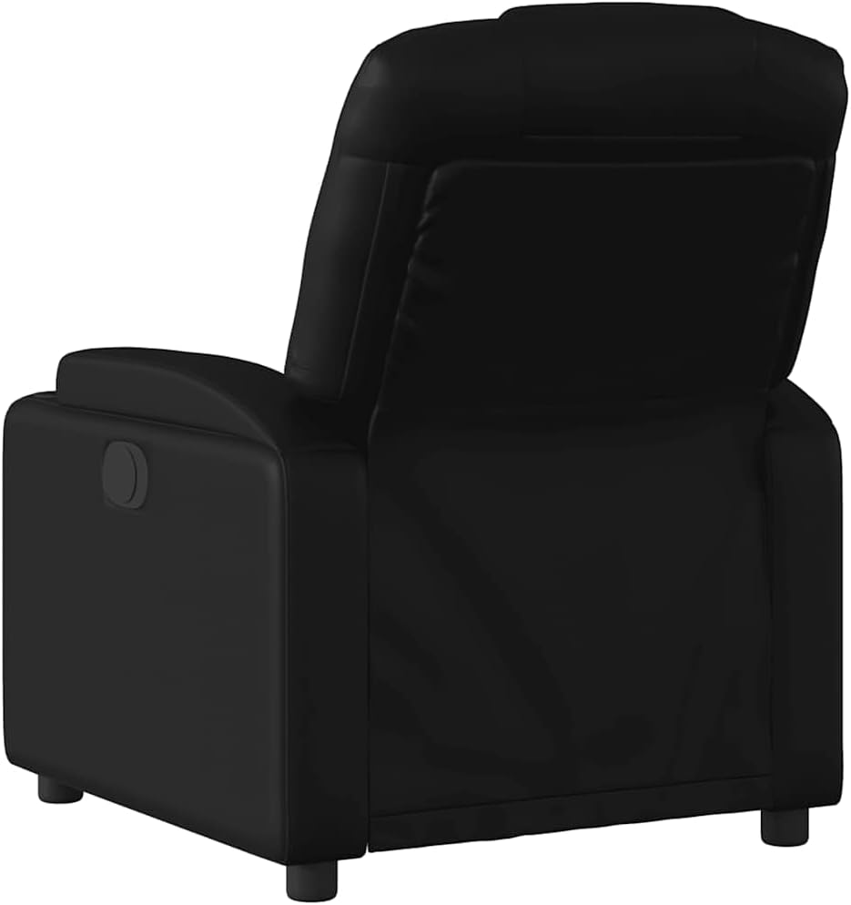 vidaXL Black Faux Leather Electric Recliner Chair - Motorized Reclining Armchair with Cup Holders for Living Room/Office