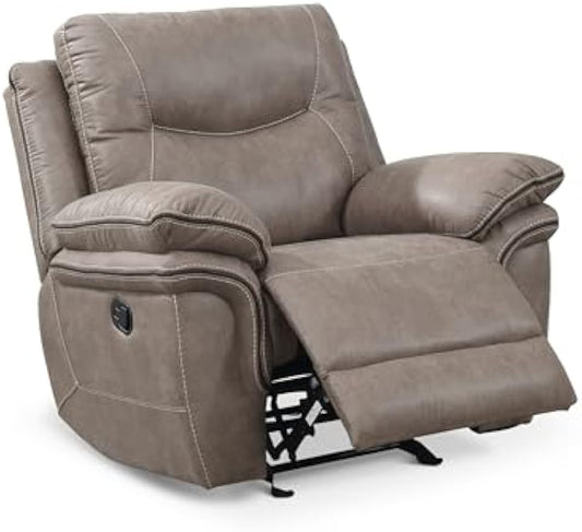 Steve Silver Co Isabella Manual Recliner Chair, Double Pillowtop Padded Arms, Living Room, Bedroom, Home Theater Seating, Apartment, Reclining Single Sofa, 37.4" D x 43" W x 42" H, Sand/Brown