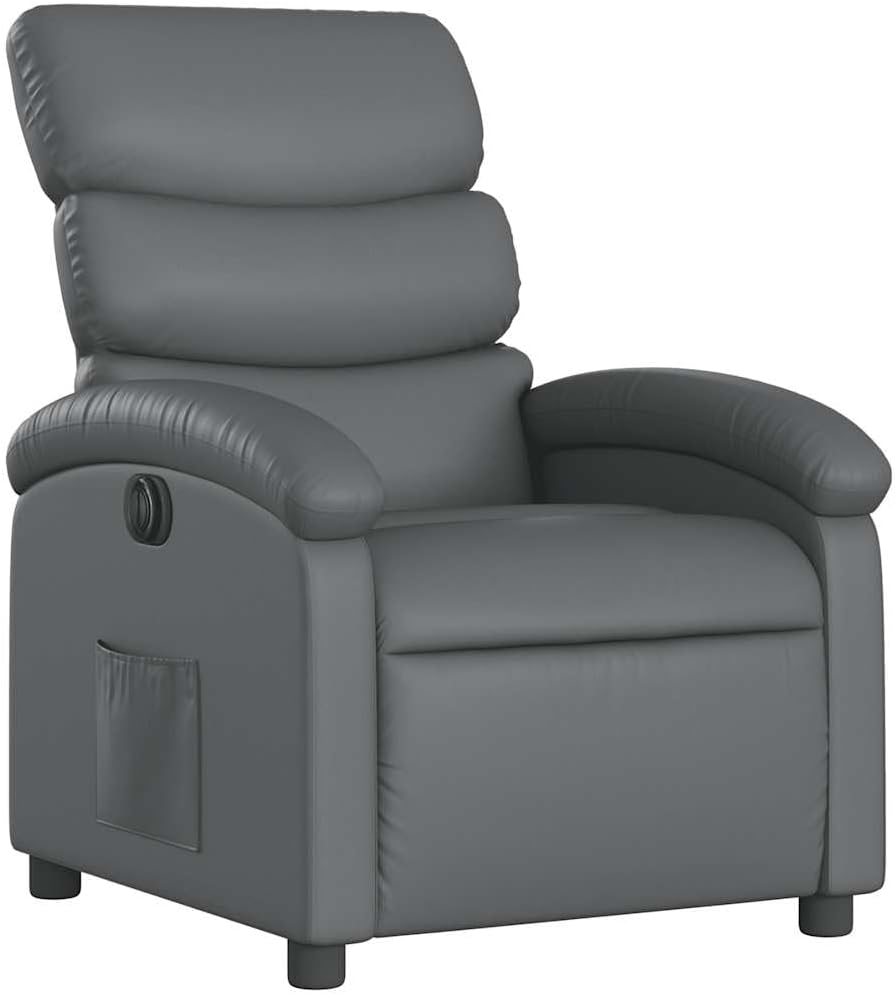 vidaXL Black Faux Leather Recliner Chair-Adjustable Manual Reclining Armchair for Living Room, Office, Lounge with Side Pocket
