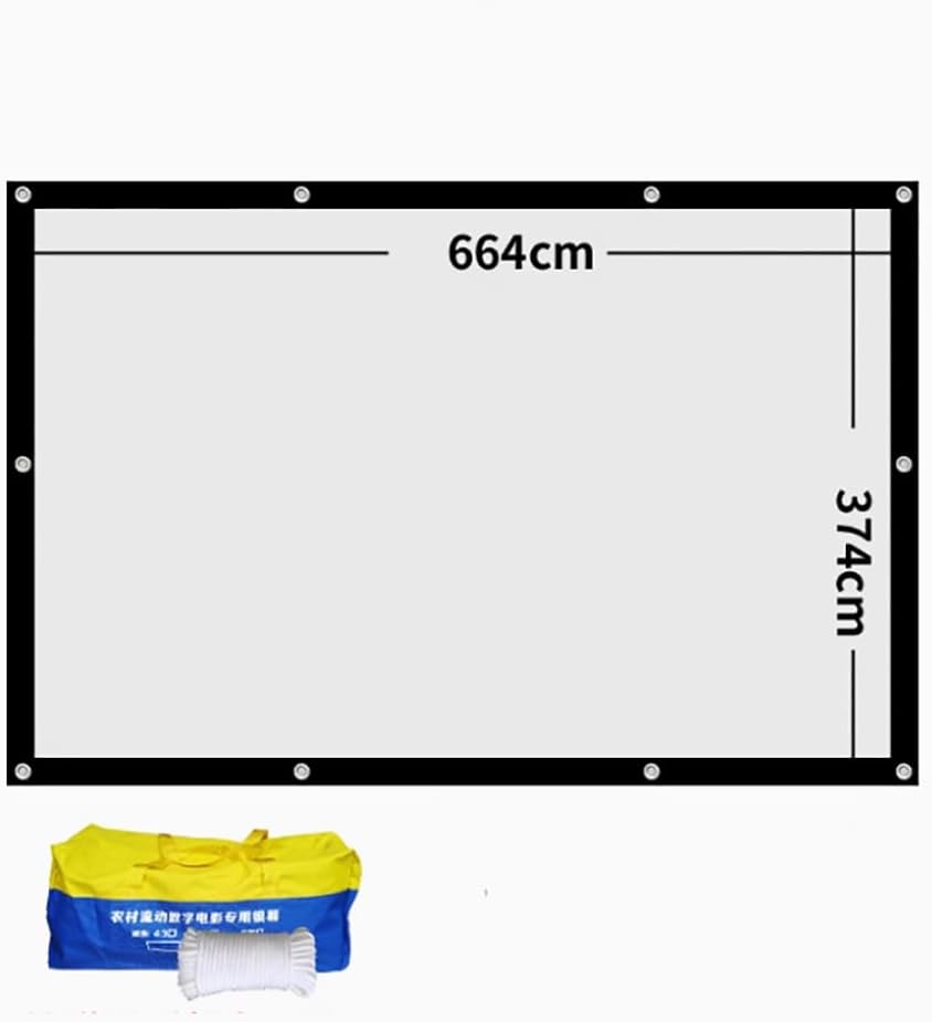 ASSYA Portable Projector Screen, Outdoor Camping Home Folding Large Size High-Definition Black Bottom Opaque Windproof Movie Background Cloth,300 inches