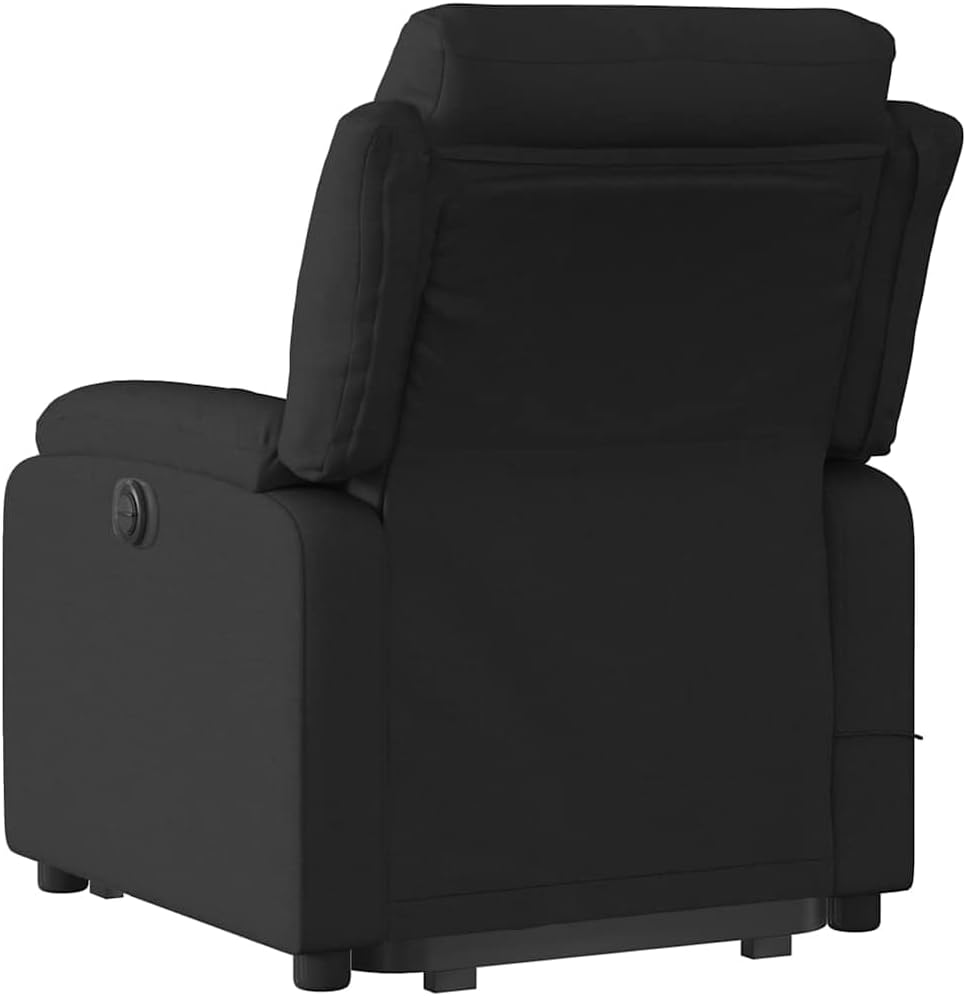 vidaXL Electric Massage Recliner Chair with Power Lift and Recline for Elderly - Black Fabric Lounge Seating with Side Pocket, Vibration Massage - Living Room, Bedroom Armchair