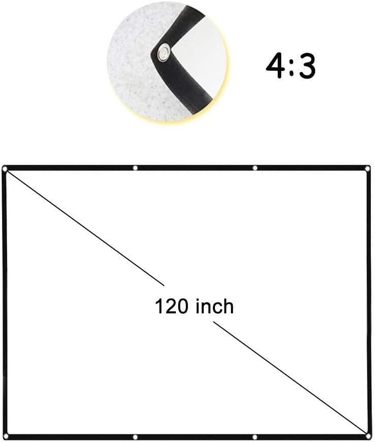 120 Inch 4:3 Foldable Projector Screen White Portable Home Theater Wall Mounted for 3D LED LCD DLP Projectors