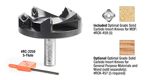 Amana Tool RC-2267 CNC Spoilboard Surfacing Router Bit Rabbeting Slab Leveling Surface Planer 1-3/4 Dia x 3/4 x 1/2 Shank 3 Wing/Flute