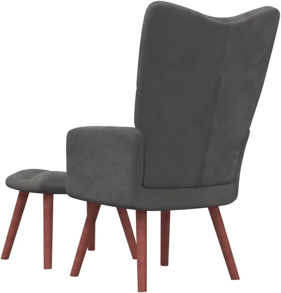 Accent Chair Arm Chair Living Room Chairs,Sleeper Sofa Relaxing Chair with a Stool Dark Gray Velvet,for Apartment Living and Home Office
