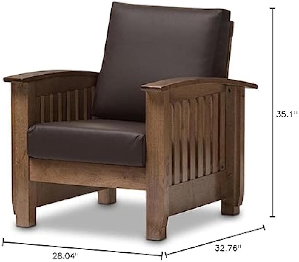 Baxton Studio Charlotte Faux Leather Chair, Dark Brown and Walnut Brown
