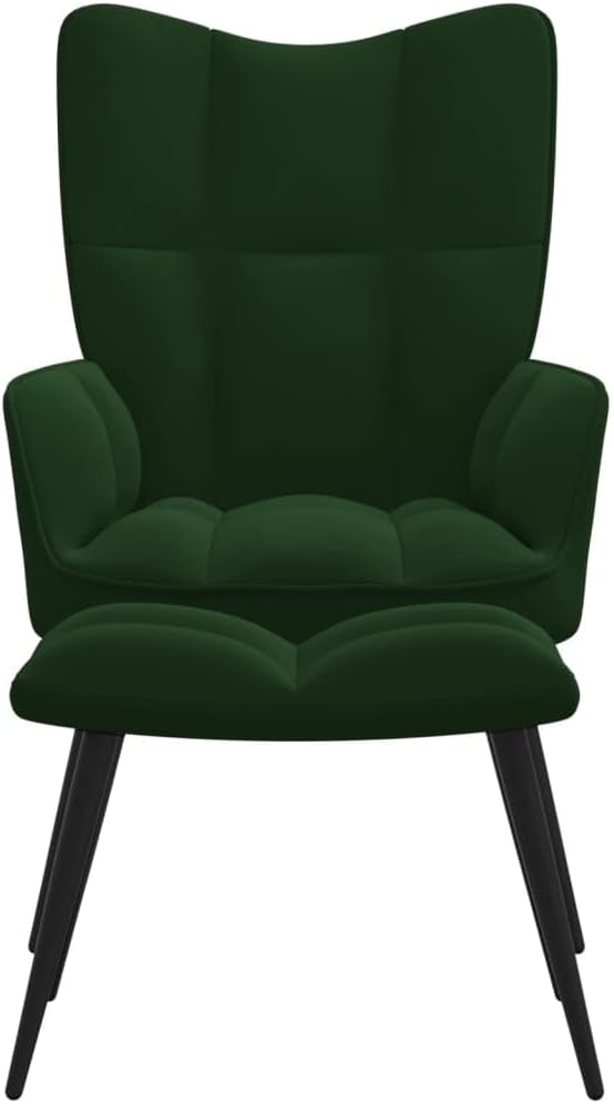 Accent Chair Arm Chair Living Room Chairs,Sleeper Sofa Relaxing Chair with a Stool Dark Green Velvet,for Apartment Living and Home Office