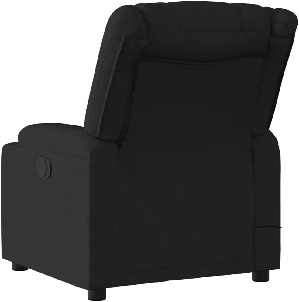 vidaXL Black Fabric Massage Recliner Chair - Manual Reclining, Vibration Massage, Cup Holders for Comfort in Living Room/Lounge