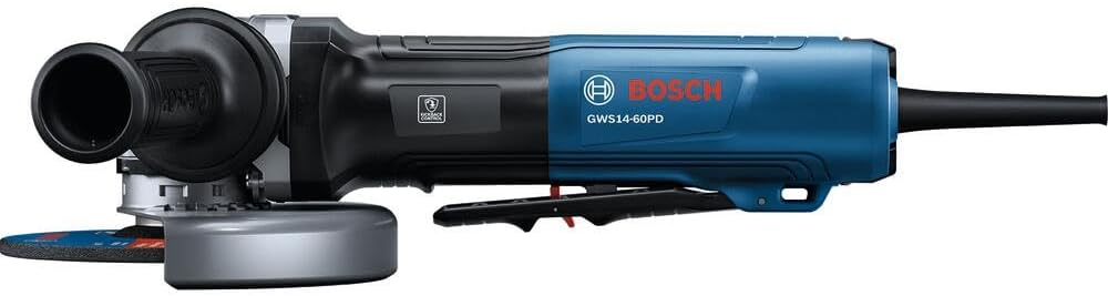 BOSCH GWS14-60PD 6 In. Angle Grinder | 13-Amp Motor, 9,700 RPM, No Lock-On Paddle Switch, Anti-Vibration Handle, KickBack Control, Soft Start, Overload Protection