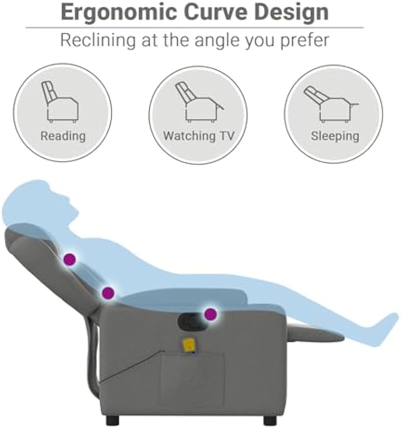 vidaXL Massage Recliner Chair, Adjustable Reclining Armchair for Elderly, Wingback Recliner for Home Theater Cinema, Modern Style, Dark Gray Fabric
